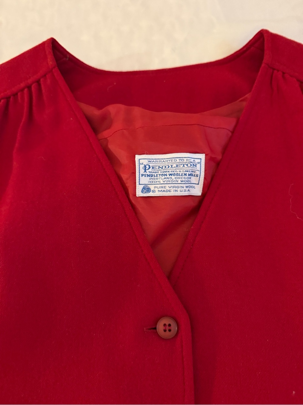 Pendleton Red Button-Front Wool Women's Top
